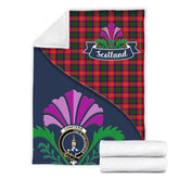 Charteris (Earl of Wemyss) Tartan Crest Premium Blanket - Thistle Style